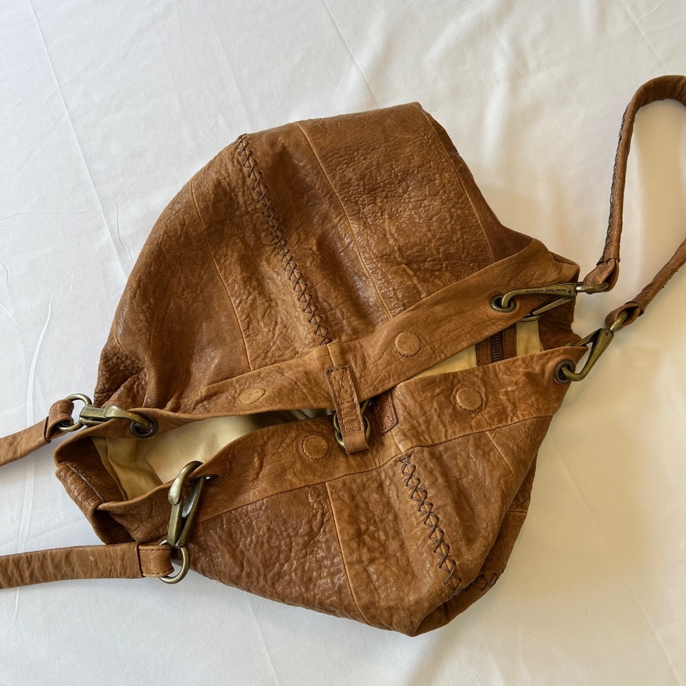 AllSaints Anatolian Washed Leather Hobo Shoulder Bag Brown Retail $298 - Picture 5 of 15